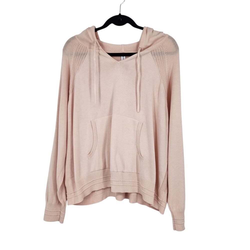 Athleta Women's Evergreen Knit Hoodie Pull Over Sweater Hydrangea Pink Size 2X